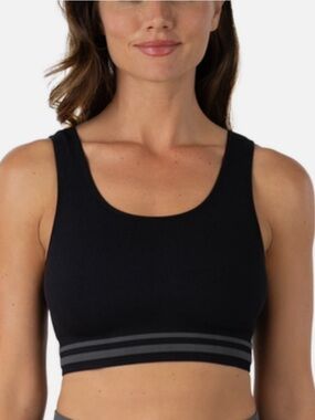 Penn Seamless Reversible Black and Gray Ribbed Sports Bralette, Size M